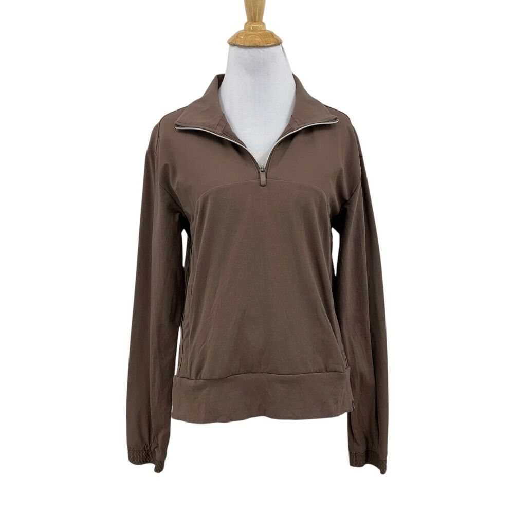 Adidas Sweatshirt Womens S Small Brown Ultimate365 Quarter Zip Long Sleeve Top